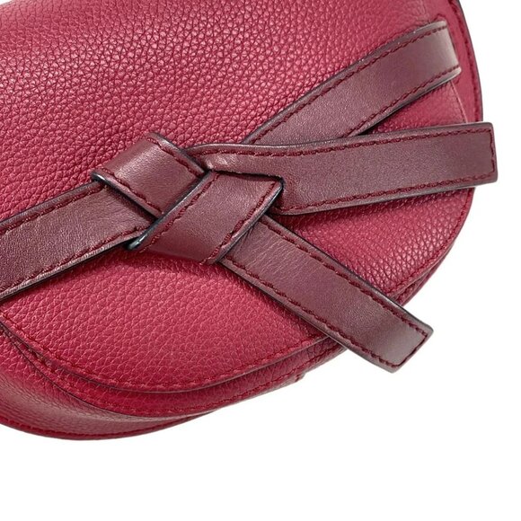 LOEWE Mini Gate Bag - Raspberry Wine Soft Grain Calfskin Shoulder Bag - Picture 12 of 15